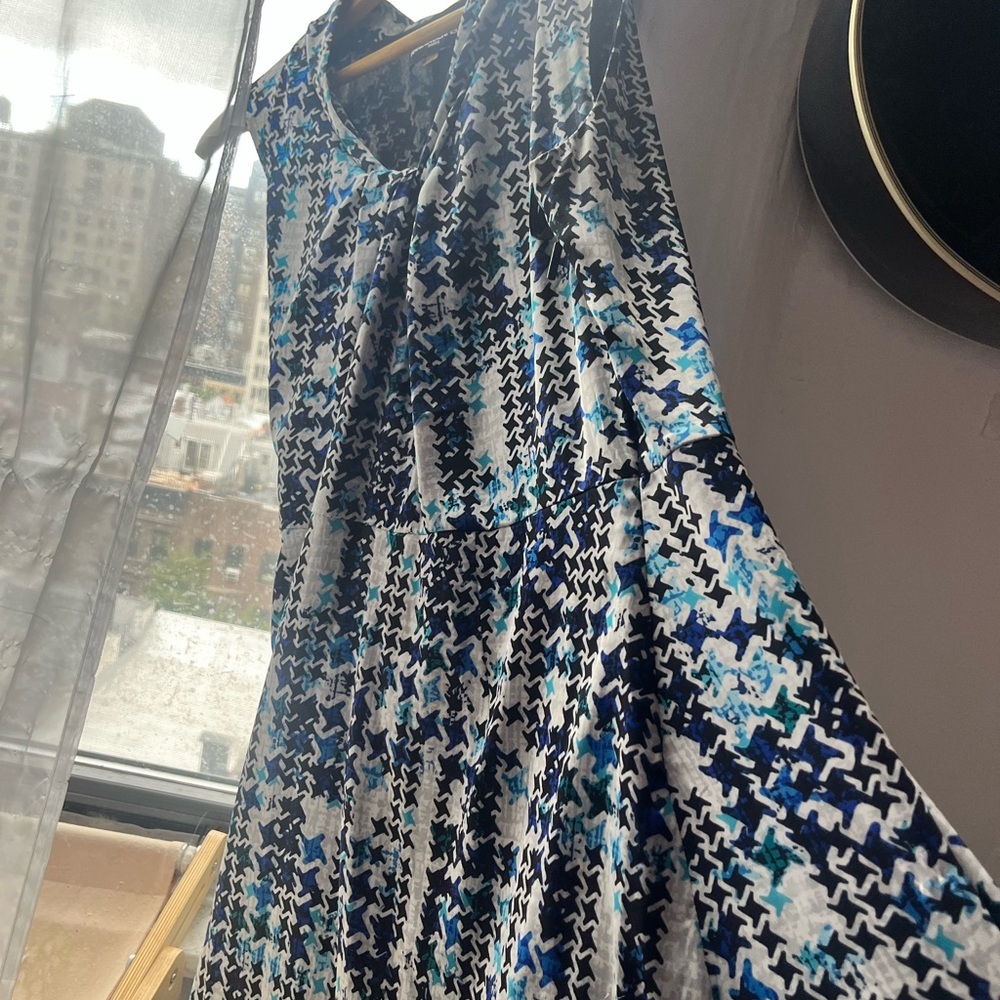 Abstract Blue and Black Patterned Fabric dress by Karl Lagerfeld